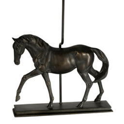 Elegant Large Horse Statuette Table Lamp With Bronze Patina Finish - thumbnail 1