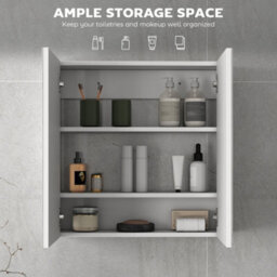 Homcom Bathroom Mirror Cabinet Wall Mounted, 60 X 15 X 60 Cm, White - thumbnail 4