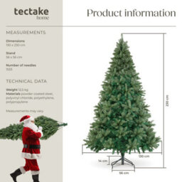 Tectake Christmas Tree Prancer - Artificial Tree In Green, Injection Moulded Needles - 230 Cm - Green - thumbnail 6