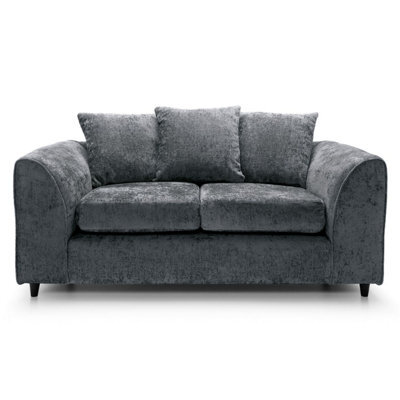 Furnishings For Less UK Monaco Chenille Fabric 2 Seater Sofa Grey Scatter Back - image 1