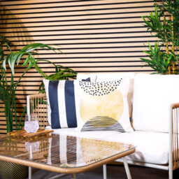 icon Indoor And Outdoor Waterproof Filled Cushion Kyoto Fabric 2X Black Stripe & 2X Sunset - thumbnail 4