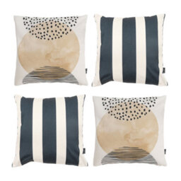 icon Indoor And Outdoor Waterproof Filled Cushion Kyoto Fabric 2X Black Stripe & 2X Sunset - thumbnail 1