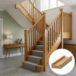 Oak Prefinished & Lacquered Baserail Modern 4.2M 41mm Groove For Spindles Uk Manufactured Traditional Products Ltd - thumbnail 1