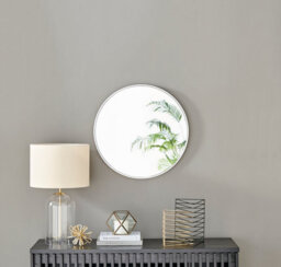 Furniturebox Emma 60Cm Small Art Deco White Metal Frame Round Hallway Bedroom Dining And Living Room Wall Mirror - thumbnail 3