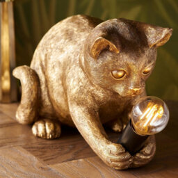 Loops Charming 2 Pack Vintage Gold Kitten Table Lamps For Cat Lovers - thumbnail 4