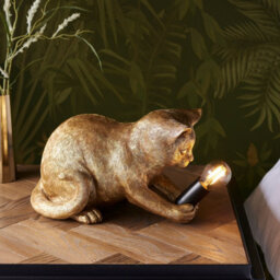 Loops Charming 2 Pack Vintage Gold Kitten Table Lamps For Cat Lovers - thumbnail 5