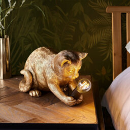 Loops Charming 2 Pack Vintage Gold Kitten Table Lamps For Cat Lovers - thumbnail 2