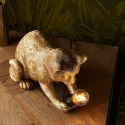 Loops Charming 2 Pack Vintage Gold Kitten Table Lamps For Cat Lovers - thumbnail 3