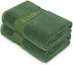 Gc Gaveno Cavailia 2Pk Bamboo Bath Towel 70X120 Green Quick Drying 500 Gsm Bath Towels Large Set Of 2 For Spa Hotel Towel