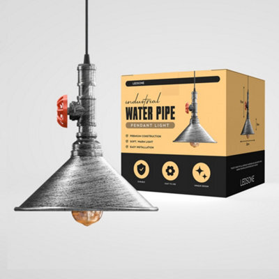 Ledsone Industrial Ceiling Pendant Lights Metal Pipe Brushed Silver Colour Hanging Light - image 1