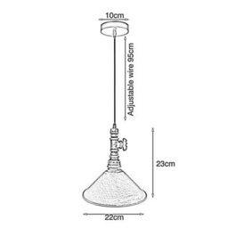 Ledsone Industrial Ceiling Pendant Lights Metal Pipe Brushed Silver Colour Hanging Light - thumbnail 4