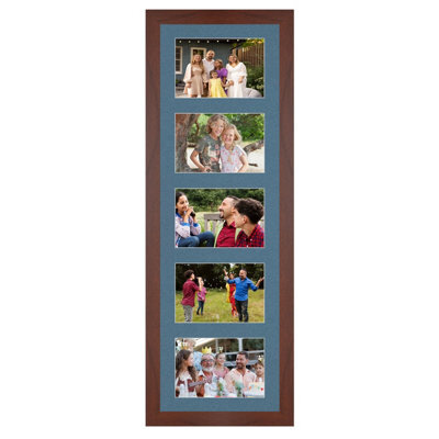 AK Frames 26X8 Rose Wood Modern Multi Photo Frame With Pompadour Mount - Holds 5 Apertures (5X) 6X4 Photos - image 1