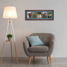 AK Frames 26X8 Rose Wood Modern Multi Photo Frame With Pompadour Mount - Holds 5 Apertures (5X) 6X4 Photos - thumbnail 3