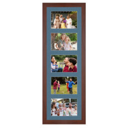 AK Frames 26X8 Rose Wood Modern Multi Photo Frame With Pompadour Mount - Holds 5 Apertures (5X) 6X4 Photos - thumbnail 1