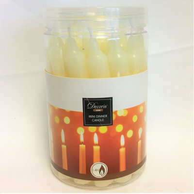 Decoris Cream Mini Dinner Candles Tub Of 22 Christmas Candle 10Cm 1.4H Burn Time - image 1