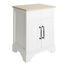 Homestylestore Antique White And Oak 645mm Bathroom Vanity Unit And Black T Bar Handles - thumbnail 1