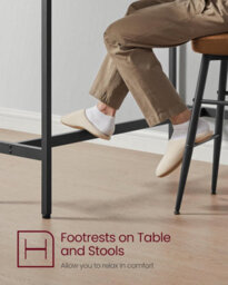 Songmics Vasagle Breakfast Bar Table Set With 2 Stools, Dining Table Set, Steel Frame, Heather Greige And Ink Black - thumbnail 5