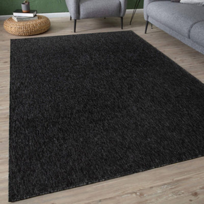 The Rugs Solid Design Low Pile Living Room Rugs In Dark Grey Flex Collection 1000Dg - image 1