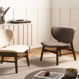 Wyld And Coco Signature Home Luxe Dining Chair - Dark Brown Taupe Boucle, Rubberwood Legs, Retro-Traditional Style - thumbnail 2