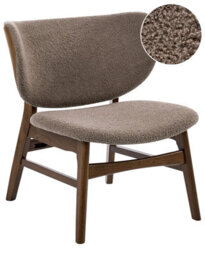 Wyld And Coco Signature Home Luxe Dining Chair - Dark Brown Taupe Boucle, Rubberwood Legs, Retro-Traditional Style - thumbnail 3