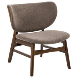 Wyld And Coco Signature Home Luxe Dining Chair - Dark Brown Taupe Boucle, Rubberwood Legs, Retro-Traditional Style - thumbnail 4