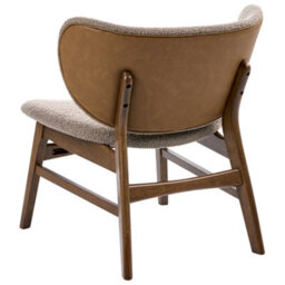 Wyld And Coco Signature Home Luxe Dining Chair - Dark Brown Taupe Boucle, Rubberwood Legs, Retro-Traditional Style - thumbnail 6