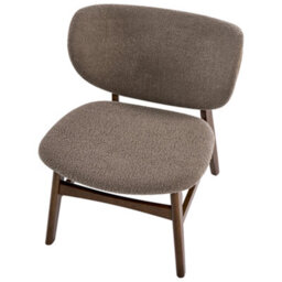 Wyld And Coco Signature Home Luxe Dining Chair - Dark Brown Taupe Boucle, Rubberwood Legs, Retro-Traditional Style - thumbnail 7