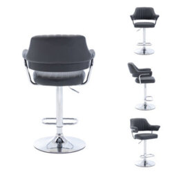 Hnnhome Modern Emper Padded Swivel Faux Leather Breakfast Kitchen Bar Stool Pub Barstool (Grey) - thumbnail 3