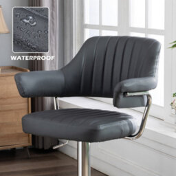 Hnnhome Modern Emper Padded Swivel Faux Leather Breakfast Kitchen Bar Stool Pub Barstool (Grey) - thumbnail 5