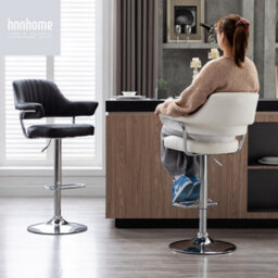 Hnnhome Modern Emper Padded Swivel Faux Leather Breakfast Kitchen Bar Stool Pub Barstool (Grey) - thumbnail 4