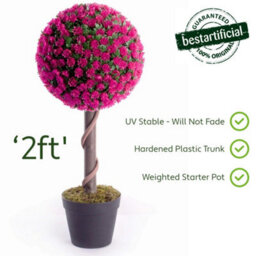 Best Artificial 2Ft / 60Cm Pink Rose Ball Tree Plant Garden Office Conservatory Tropical Indoor Outdoor - thumbnail 4