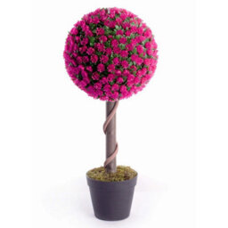 Best Artificial 2Ft / 60Cm Pink Rose Ball Tree Plant Garden Office Conservatory Tropical Indoor Outdoor - thumbnail 1
