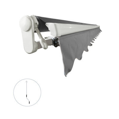 Introll Int300 - No Cassette Retractable Garden Patio Awnings Manual, White Frame - Grey Fabric - 4.5M X 3M - image 1
