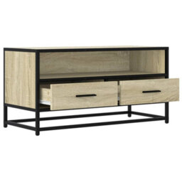 Berkfield Tv Cabinet Sonoma Oak 80X34.5X40 Cm Engineered Wood And Metal - thumbnail 7