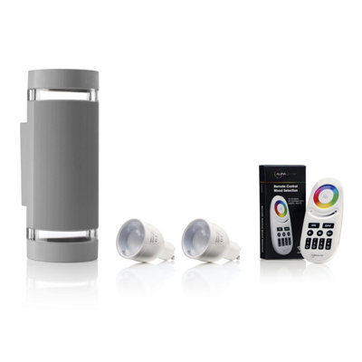Auraglow Remote Control Colour Changing Up & Down Wall Light - Queensbury - Silver - image 1