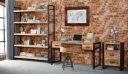Kingwood Up-Cycled Industrial 5 Open Shelves Extra Large Wide Bookcase - thumbnail 3