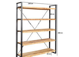 Kingwood Up-Cycled Industrial 5 Open Shelves Extra Large Wide Bookcase - thumbnail 5