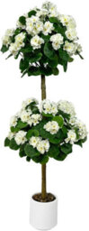 London Boutique Artificial Geranium Tree 120 Cm, Faux Flower Topiary Plant, Three Ball Design, Uv Resistant, White Plant In Pot - thumbnail 7