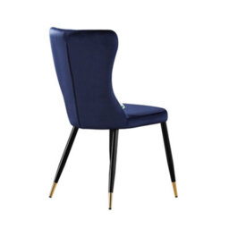 Life Interiors Single Blue/gold New York Modern Velvet Dining Chair With High Back, Black Metal Legs, And Gold Tips - thumbnail 4