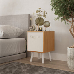 Urbn-Living Urbnliving 51Cm Height Beech Wooden Cube Storage Bookcase Beige Inserts Scandinavian White Legs - thumbnail 1