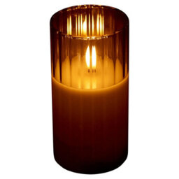 Urbn-Living Urbnliving 15Cm Height Led Candle In Grey Pillar Glass Jar Realistic Flickering Table Decor Ornament - thumbnail 5