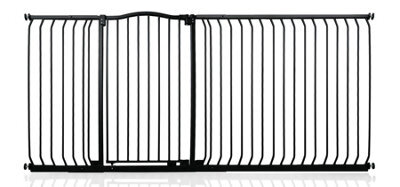 Bettacare Extra Tall Curved Top Dog Gate, 207Cm - 216Cm, Matt Black, Extra Tall 100Cm In Height, Pressure Fit Pet Gate - image 1