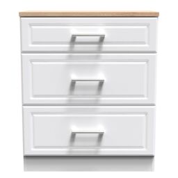 Sevilla Ready Assembled Matt White Light Oak Effect 3 Drawer Deep Chest (H)885mm (W)765mm (D)415mm - thumbnail 2