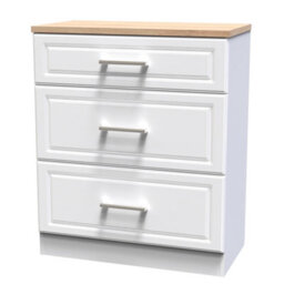 Sevilla Ready Assembled Matt White Light Oak Effect 3 Drawer Deep Chest (H)885mm (W)765mm (D)415mm - thumbnail 1