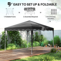 Outsunny 3X3(M) Pop Up Gazebo Marquee Tent For Garden W/ Carry Bag Black - thumbnail 5
