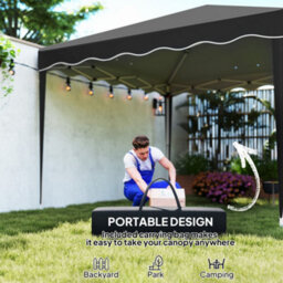Outsunny 3X3(M) Pop Up Gazebo Marquee Tent For Garden W/ Carry Bag Black - thumbnail 6