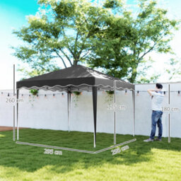 Outsunny 3X3(M) Pop Up Gazebo Marquee Tent For Garden W/ Carry Bag Black - thumbnail 3