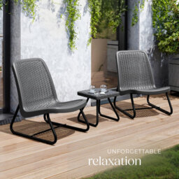 Tectake Table And Chairs Modica - Bistro Set In A Rattan Look, Weather & Uv Resistant - Grey - thumbnail 8