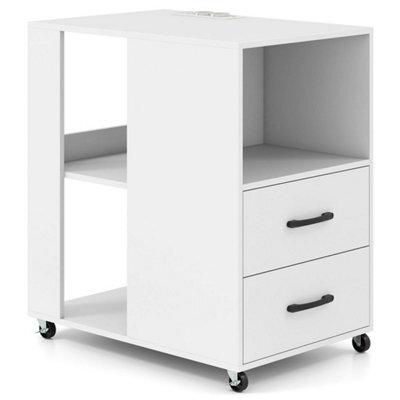 End Side Table Rolling Nightstand With Storage Drawers - image 1