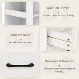End Side Table Rolling Nightstand With Storage Drawers - thumbnail 4